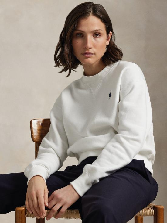 26FW 랄프 로렌 긴팔 티셔츠 저지 Lavato Bianco를 입은 Felpa Girocollo - RALPH LAUREN