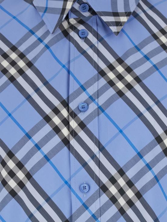 26SS 버버리 레귤러 핏 체크 코튼 셔츠 8123674 Gnawed Blue - BURBERRY