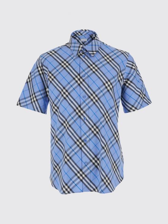26SS 버버리 레귤러 핏 체크 코튼 셔츠 8123674 Gnawed Blue - BURBERRY