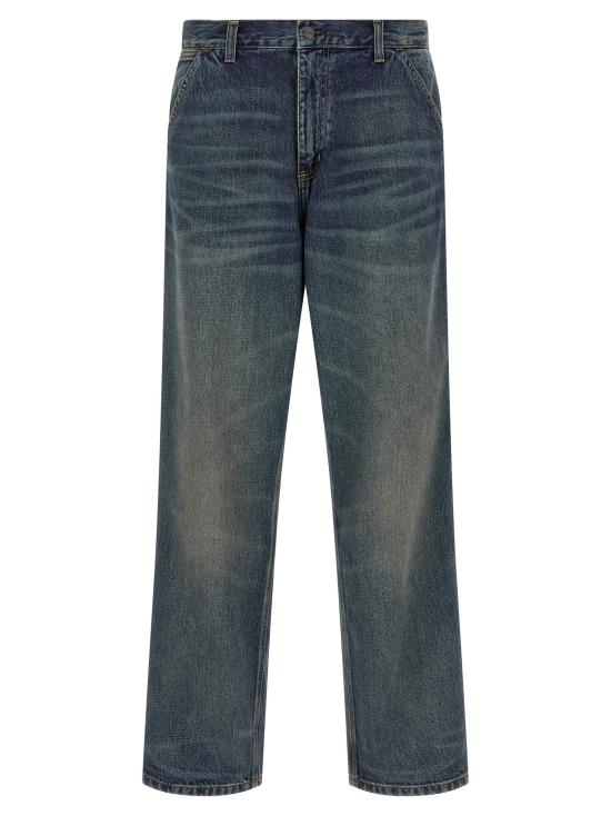26SS 칼하트 WIP 스미스 데님 싱글 니 팬츠 I032024 014Q BLUE WORN USED WASH DOM