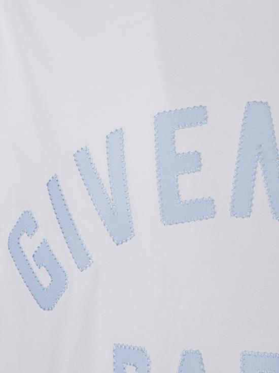 26FW 지방시 맥시 로고 코튼 티셔츠 BM71NK3YRS 128 WHITE LIGHT BLUE - GIVENCHY