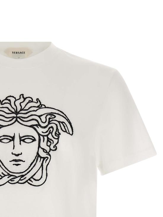 26FW 베르사체 반팔 티셔츠 10264521A184521W000 White Black - VERSACE