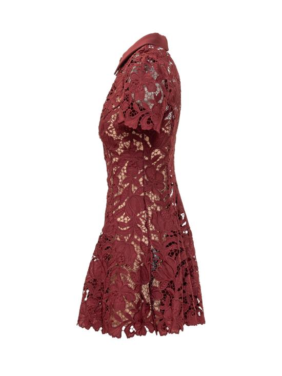 26FW 셀프 포트레이트 미디 원피스 PF26111SABU BURGUNDY - SELF PORTRAIT