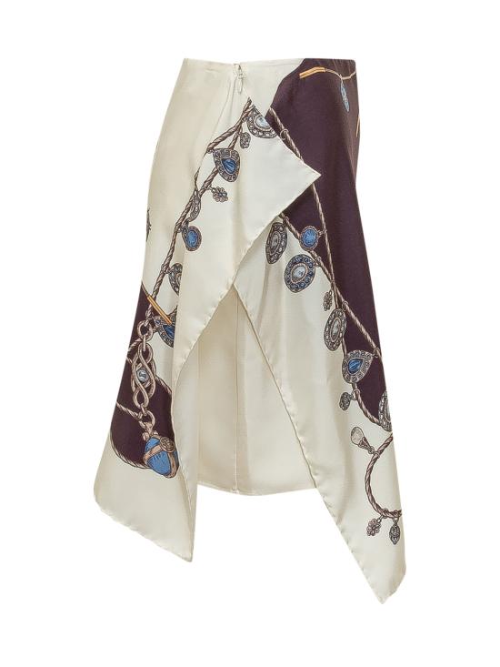 26FW 베르사체 미디 스커트 10258201A18636 5R880 BURGUNDY WHITE GOLD - VERSACE