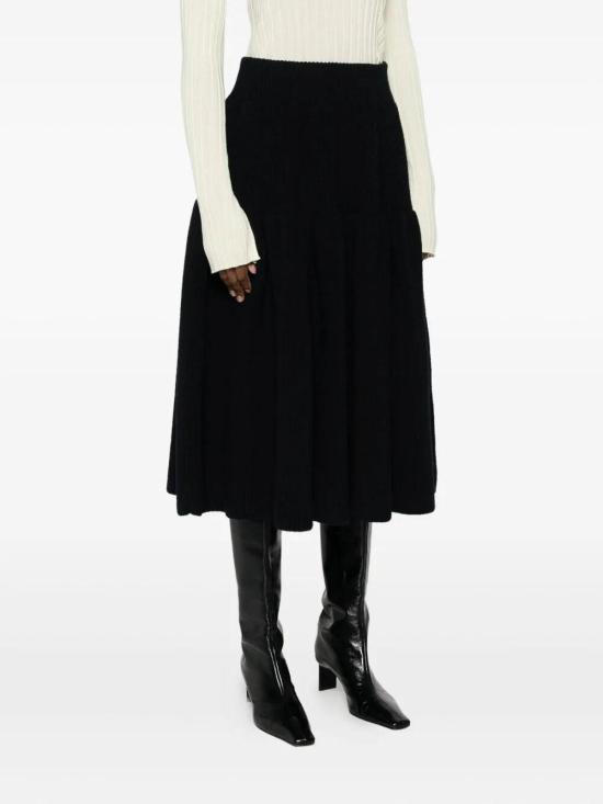 25FW 드리스 반 노튼 미디 스커트 2520112362707900BLACK Black - DRIES VAN NOTEN