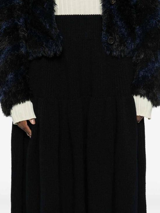 25FW 드리스 반 노튼 미디 스커트 2520112362707900BLACK Black - DRIES VAN NOTEN