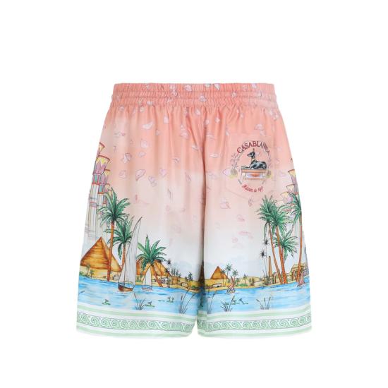 26FW 카사블랑카 숏팬츠 PF26 TR 399 05 ETHER PINK WHITE - CASABLANCA