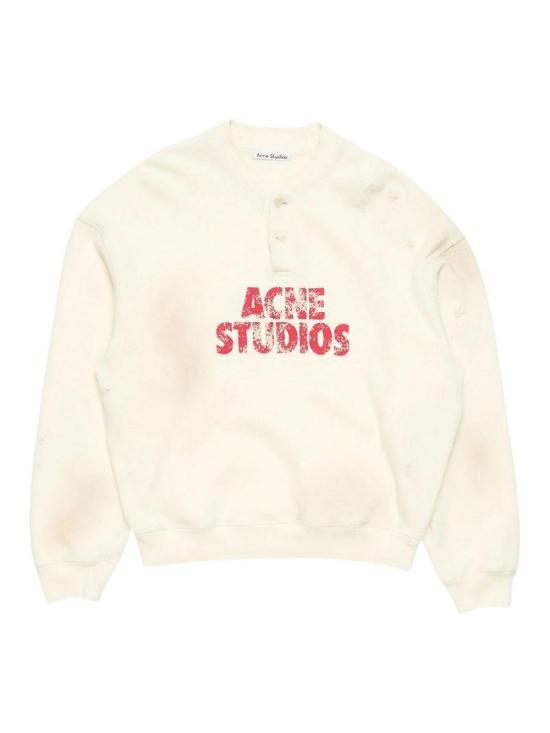 26SS 아크네 스튜디오 플리스 로고 스웨트셔츠 AI0181WHITE White