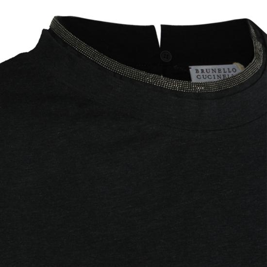 26FW 브루넬로 쿠치넬리 콘트라스트 트림 코튼 티셔츠 M0T18BD200 C055 PIOMBO - BRUNELLO CUCINELLI