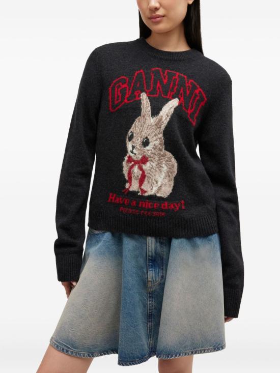 26FW 가니 그래픽 울 니트 A1070047 252 BLACK - GANNI