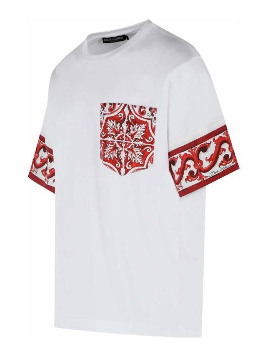 26FW 돌체앤가바나 마졸리카 프린트 코튼 티셔츠 G8SB2TG7P5HI15DQ White - DOLCE & GABBANA