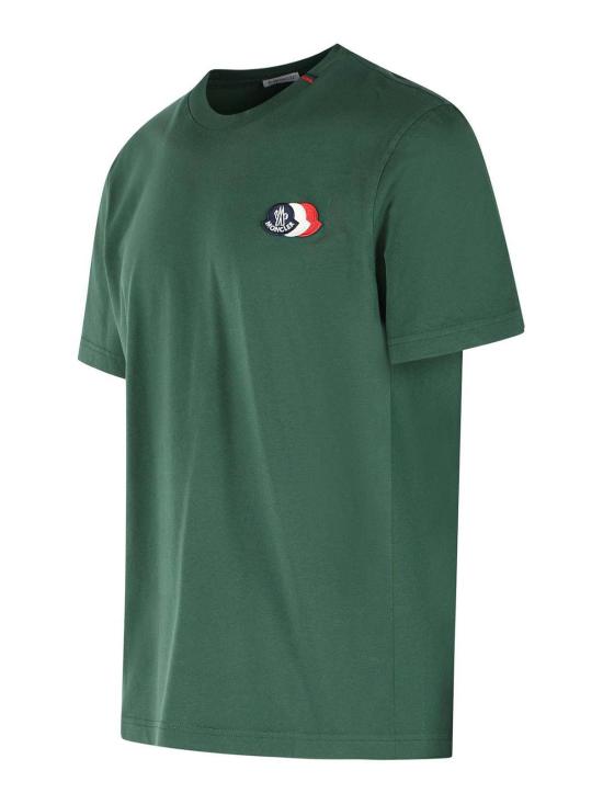 26SS 몽클레어 자수 트라이컬러 로고 코튼 티셔츠 0918C0007489B8Q866 Green - MONCLER
