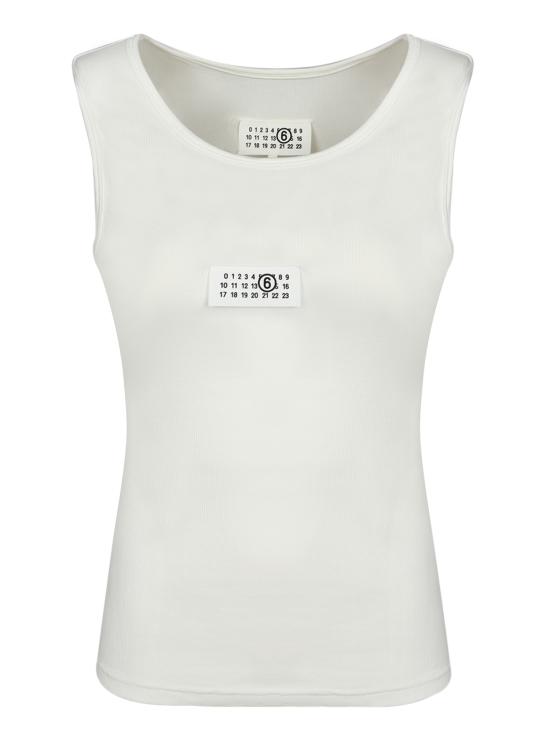 26SS MM6 메종마르지엘라 리브드 저지 탱크 탑 S52NL0075 M20054 101 White