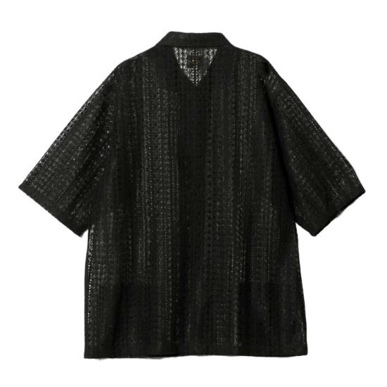  니들스 반팔 셔츠 S/S 와이드스프레드 칼라 셔츠 블랙 - NEEDLES