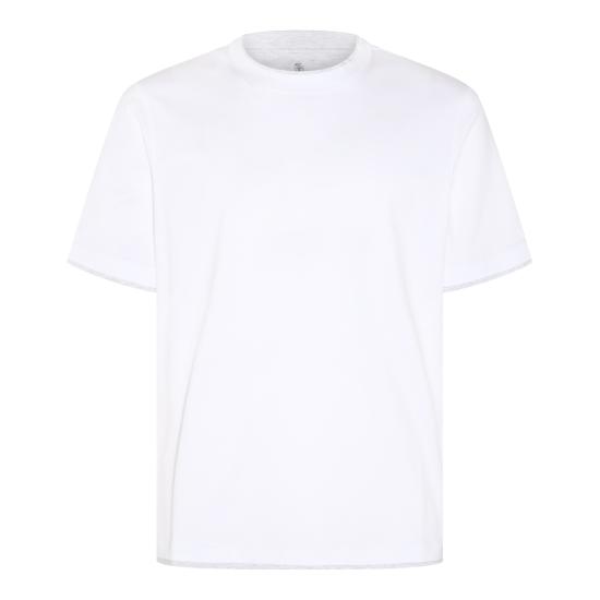26FW 브루넬로 쿠치넬리 자수 로고 티셔츠 M0B137427 CW787 BIANCO PERLA