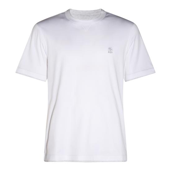 26FW 브루넬로 쿠치넬리 레이어링 코튼 저지 크루넥 티셔츠 M0B137451G CGY23 WHITE