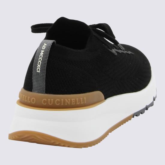 26FW 브루넬로 쿠치넬리 코튼 니트 세미 폴리쉬드 카프스킨 러너 MZUPMBO252 CIK10 BLACK - BRUNELLO CUCINELLI
