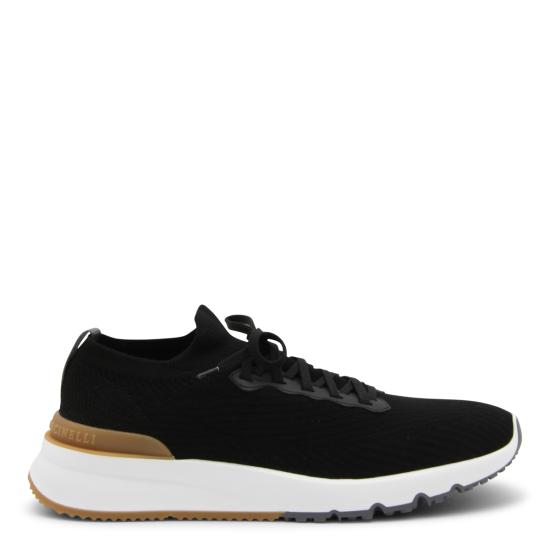 26FW 브루넬로 쿠치넬리 코튼 니트 세미 폴리쉬드 카프스킨 러너 MZUPMBO252 CIK10 BLACK