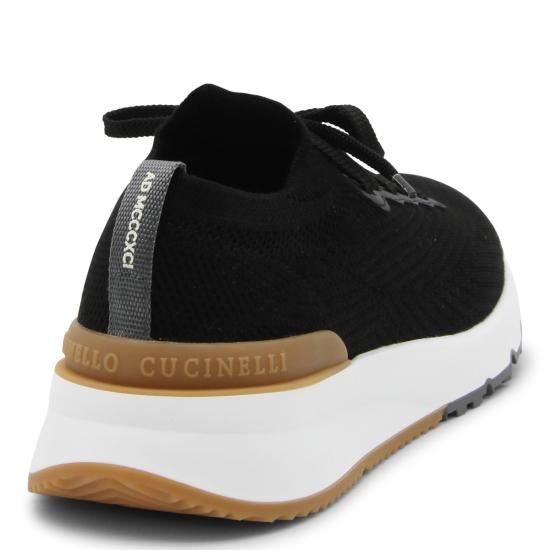 26FW 브루넬로 쿠치넬리 코튼 니트 세미 폴리쉬드 카프스킨 러너 MZUPMBO252 CIK10 BLACK - BRUNELLO CUCINELLI