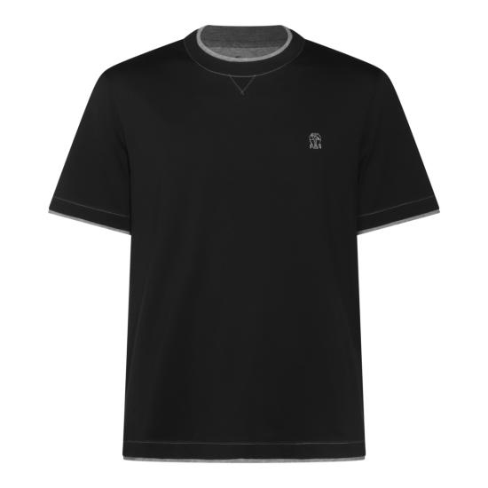 26FW 브루넬로 쿠치넬리 레이어링 코튼 저지 크루넥 티셔츠 M0B137451G CQJ21 BLACK