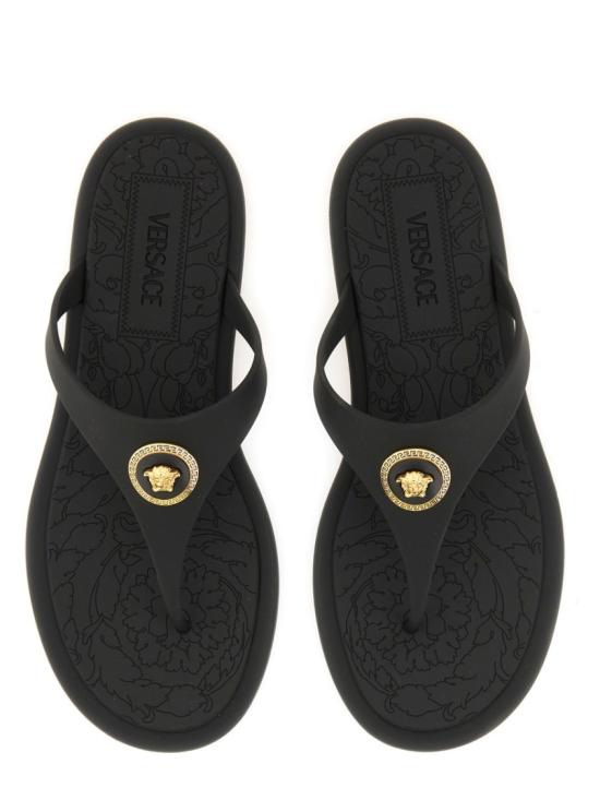  베르사체 알리아 러버 플랫 샌들 1016248 1A109831B00V Black - VERSACE