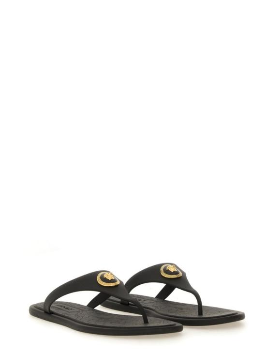  베르사체 알리아 러버 플랫 샌들 1016248 1A109831B00V Black - VERSACE