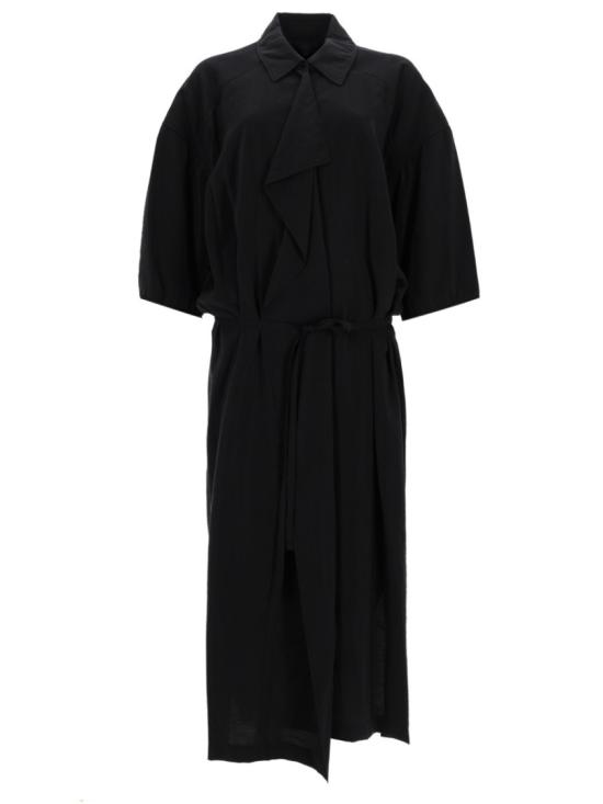 26SS 르메르 비대칭 셔츠 드레스 드라이 실크 DR1162 LF1308BK999 Black