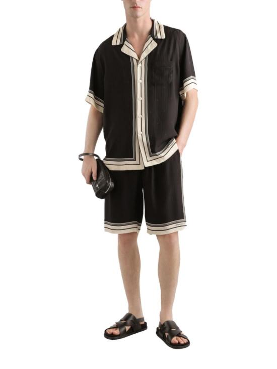 26SS 돌체앤가바나 로고&스트라이프 하와이 셔츠 G5LH3T HI11THN5WH Black - DOLCE & GABBANA