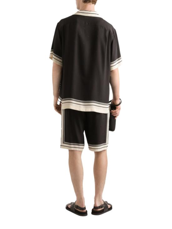 26SS 돌체앤가바나 로고&스트라이프 하와이 셔츠 G5LH3T HI11THN5WH Black - DOLCE & GABBANA