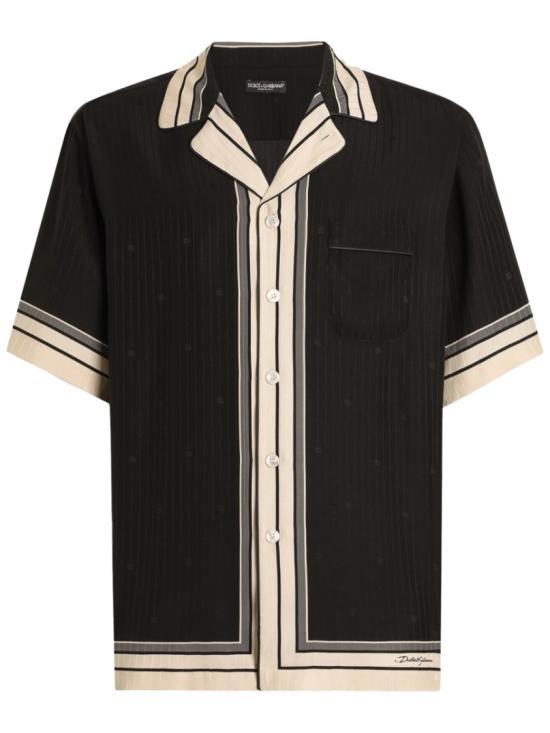 26SS 돌체앤가바나 로고&스트라이프 하와이 셔츠 G5LH3T HI11THN5WH Black