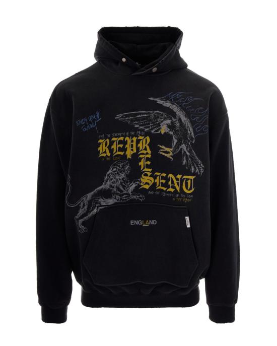 26FW 리프레젠트 후드 티셔츠 513634 Black