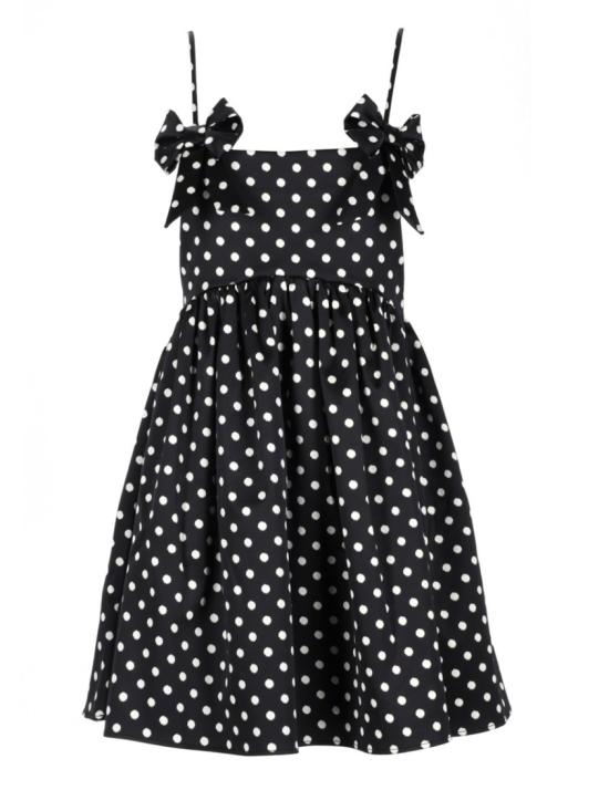 26SS 가니 폴카 도트 새틴 미니 드레스 A1030193 099 Black