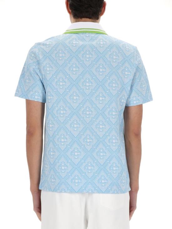 26SS 카사블랑카 폴로 티셔츠 M SP26 JTP 466 01PALEBLUE WHITE Blue - CASABLANCA