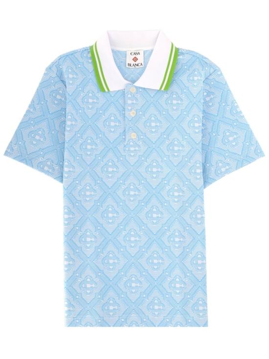 26SS 카사블랑카 폴로 티셔츠 M SP26 JTP 466 01PALEBLUE WHITE Blue