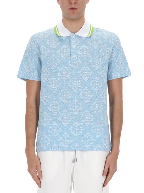 26SS 카사블랑카 폴로 티셔츠 M SP26 JTP 466 01PALEBLUE WHITE Blue - CASABLANCA
