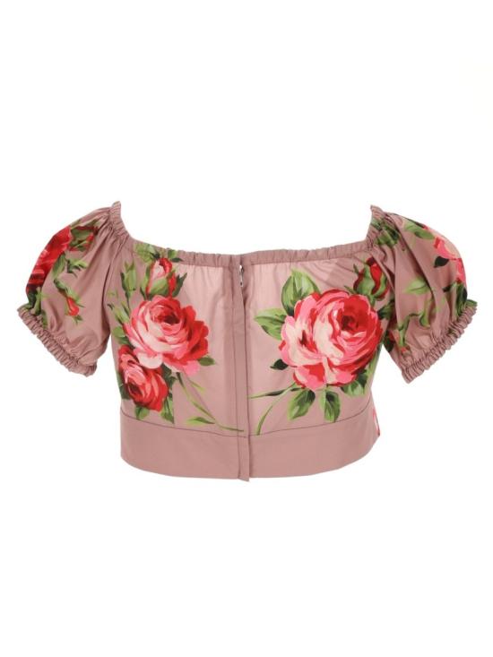 26SS 돌체앤가바나 로즈 부케 프린트 코튼 탑 F7AV0T HS5UTHF5ZN Pink - DOLCE & GABBANA