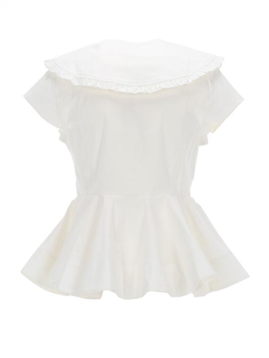 26SS 가니 쇼트 코튼 러플 셔츠 A1040093 151 White - GANNI