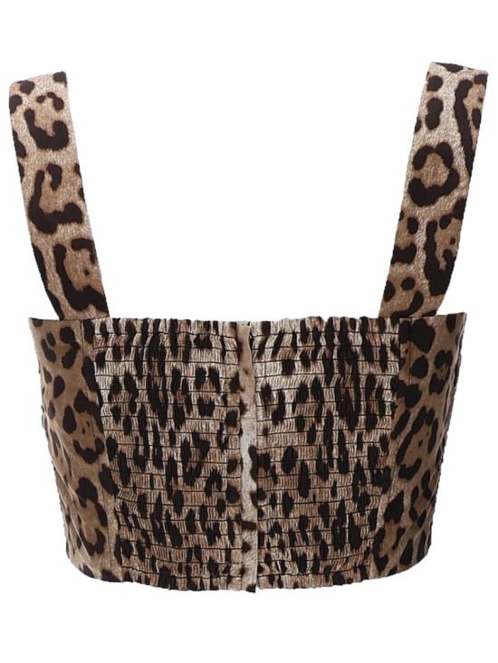26SS 돌체앤가바나 레오파드 프린트 포플린 탑 F74H5T HS5E3HY13M Brown - DOLCE & GABBANA