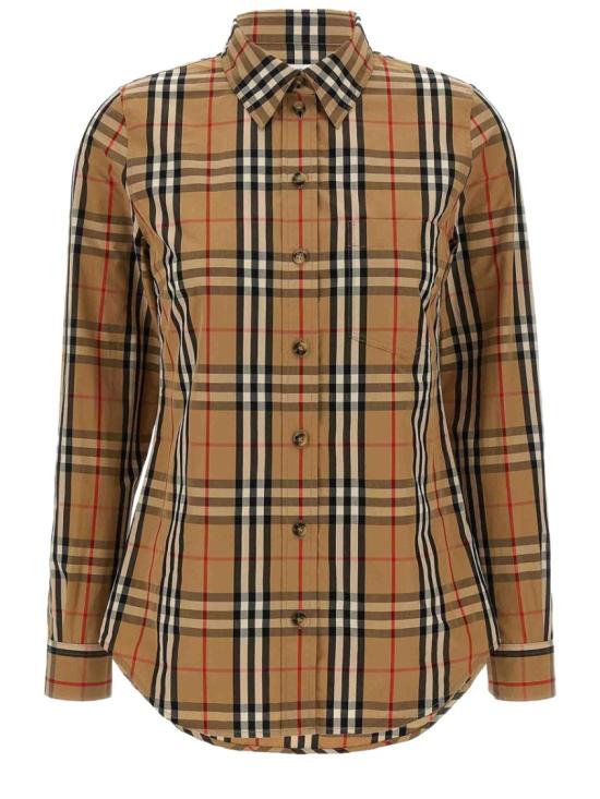  버버리 라프윙 체크 롱 슬리브 셔츠 8111847 A7028 Brown