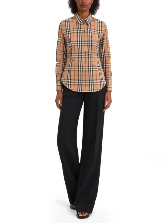  버버리 라프윙 체크 롱 슬리브 셔츠 8111847 A7028 Brown - BURBERRY