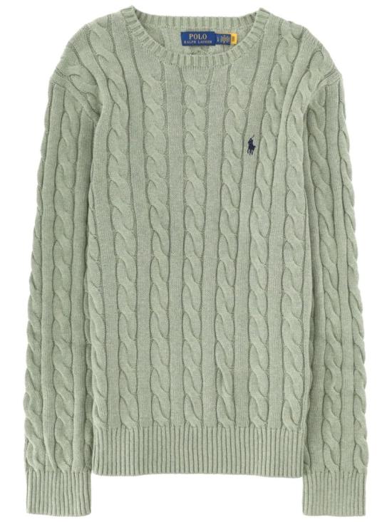 26SS 폴로 랄프로렌 로고 자수 케이블 니트 스웨터 710775885 528FERNGREENHEATHER Grey