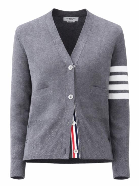  톰브라운 코튼 4바 밀라노 클래식 브이넥 가디건 FKC207A 00219035 Grey