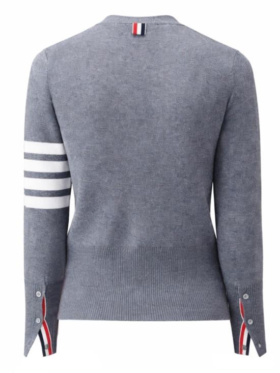  톰브라운 코튼 4바 밀라노 클래식 브이넥 가디건 FKC207A 00219035 Grey - THOM BROWNE