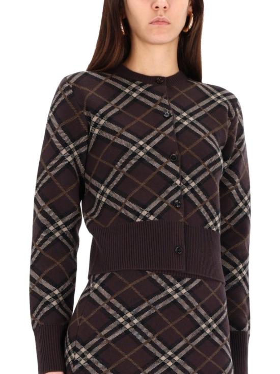  버버리 체크 울 캐시미어 가디건 8115254 B2412 Brown - BURBERRY