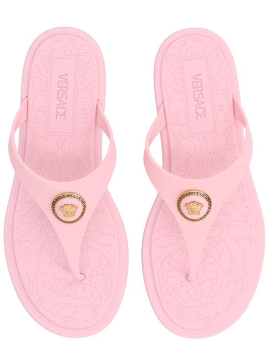 26SS 베르사체 알리아 러버 플랫 샌들 1016248 1A109831PS1V Pink - VERSACE