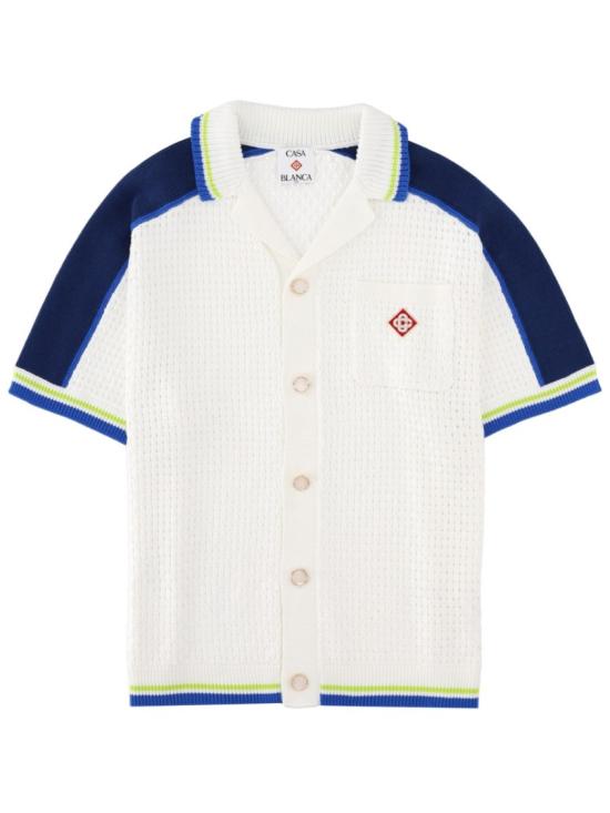 26SS 카사블랑카 반팔 셔츠 M SS26 KW 1310 01WHITE BLUE White