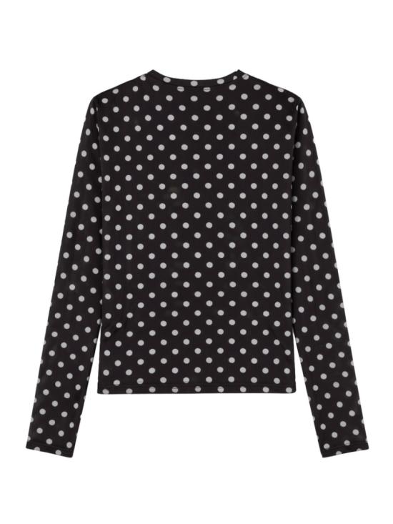 26SS 가니 폴카 도트 프린트 쉬어 롱슬리브 탑 A1040076 099 Black - GANNI