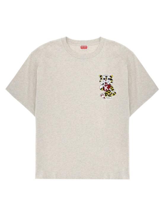 26SS 겐조 Wild Tiger 자수 오버사이즈 티셔츠 FG55TS4044SY 93 White