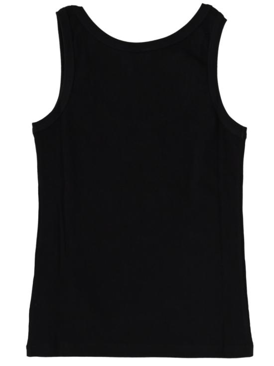 26SS 베르사체 로고 패피 리브드 스트레치 코튼 탱크탑 1023210 1A172221B000 Black - VERSACE