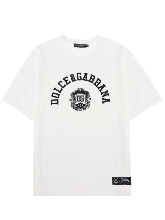 26SS 돌체앤가바나 자수 저지 티셔츠 G8PN9Z G7POPW0800 White